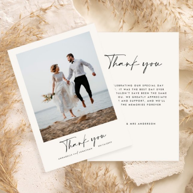 Wedding thank you modern photo minimal script invitation (Creator Uploaded)