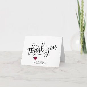 Wedding Thank You Modern Red Burgundy