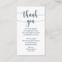 Wedding Thank you, Modern Script, Classy Navy Blue