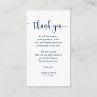 Wedding Thank you, Modern Script, Classy Navy Blue