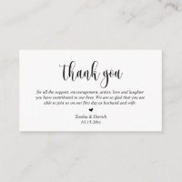 Wedding Thank you, Modern Script Enclosure Card