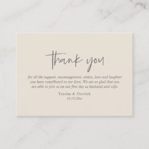 Wedding Thank you, Modern Simple Script Dark Grey Enclosure Card