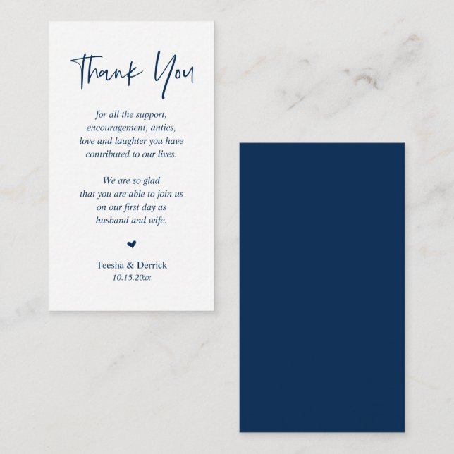 Wedding Thank you, Modern Simple Script Enclosure  (Front/Back)