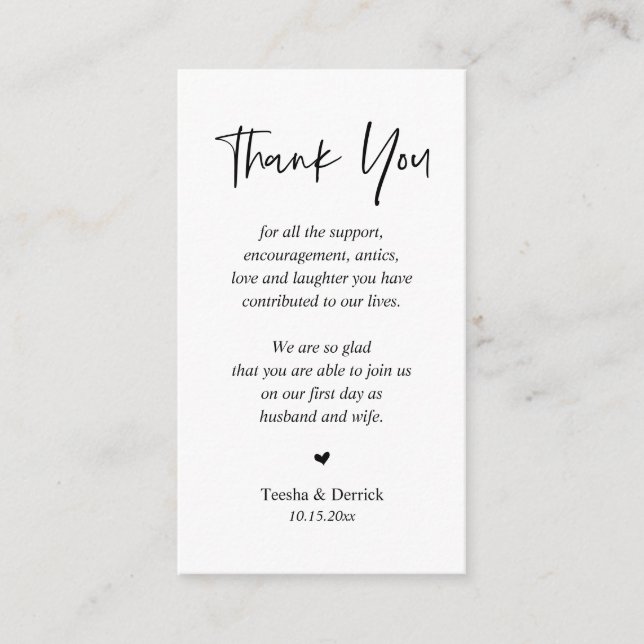 Wedding Thank you, Modern Simple Script Enclosure  (Front)