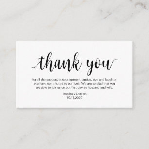 Wedding Thank you, Modern Simple Script Enclosure Card