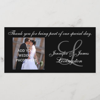 Wedding Thank You Monogram & Couple Photograph Card