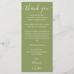 Wedding Thank You Moss Green Place Card