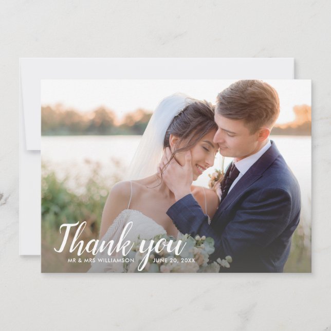 Wedding Thank You Note Backside One Large Photo Card (Front)