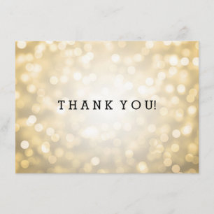 Wedding Thank You Note Gold Glitter Lights Card