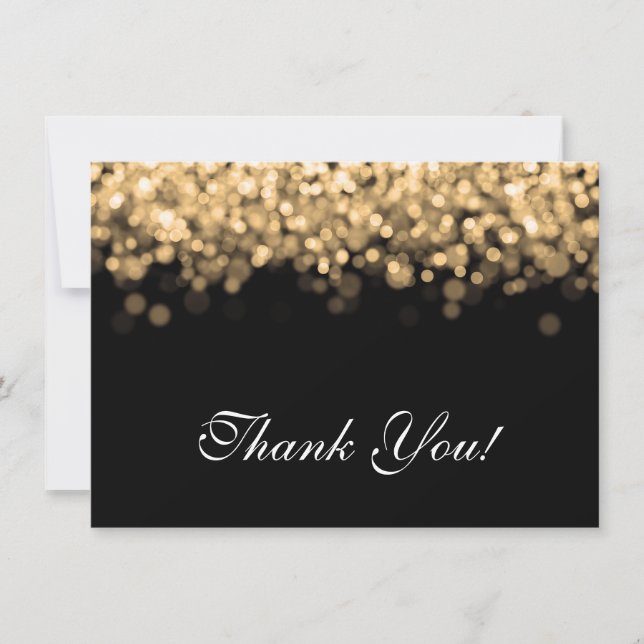 Wedding Thank You Note Gold Lights (Front)