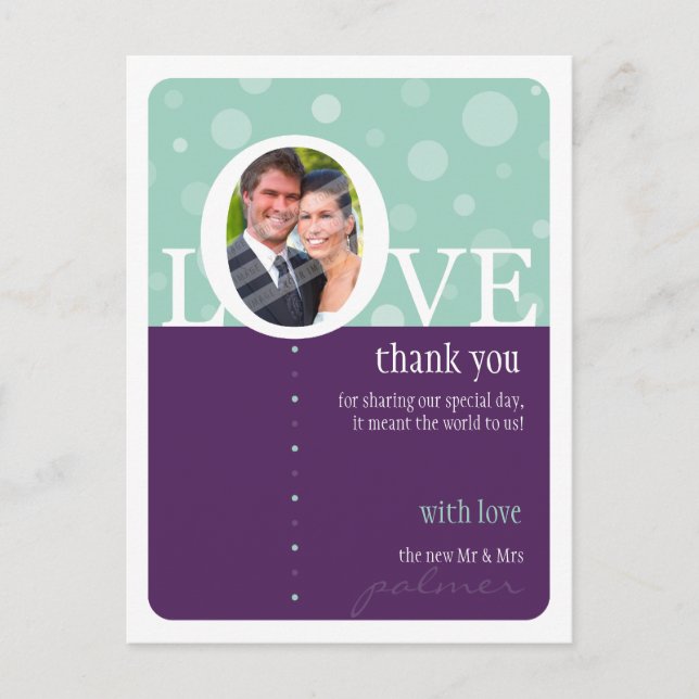 WEDDING THANK YOU NOTE :: LOVEbubbles 6 Postcard (Front)