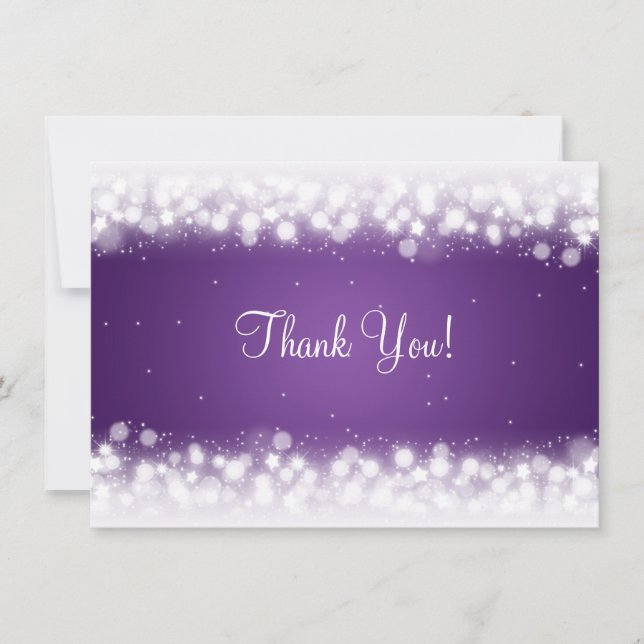 Wedding Thank You Note Magic Sparkle Purple Card (Front)