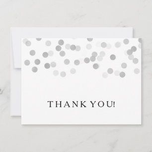 Wedding Thank You Note Silver Foil Glitter Lights Card