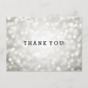 Wedding Thank You Note Silver Glitter Lights Card