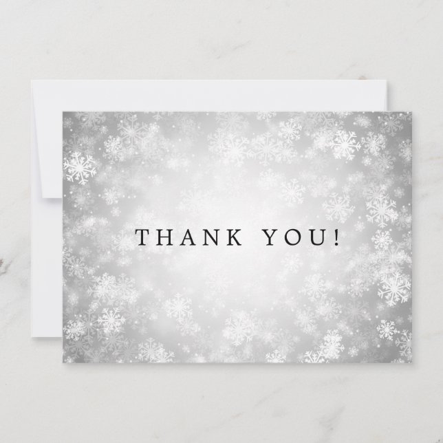 Wedding Thank You Note Silver Winter Wonderland (Front)