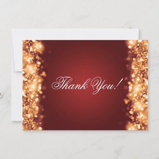 Wedding Thank You Note Sparkling Lights Gold Card (Front)