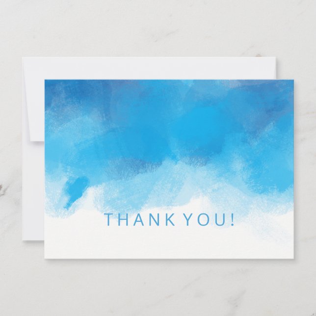 Wedding Thank You Note Summer Blue Watercolor Note Card (Front)