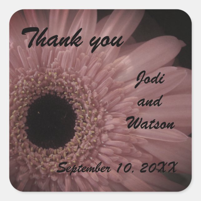 Wedding Thank You Pale Pink Flower Envelope Seal (Front)