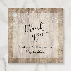 Wedding Thank You Pale Wood & Lights Favour Tags