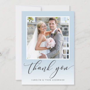 WEDDING THANK YOU photo calligraphy ombre duck egg Card