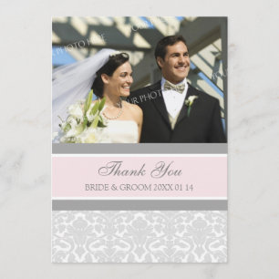 Wedding Thank You Photo Cards Grey Damask