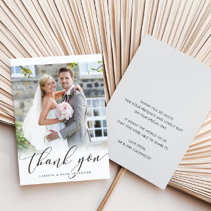 WEDDING THANK YOU photo elegant calligraphy  Card