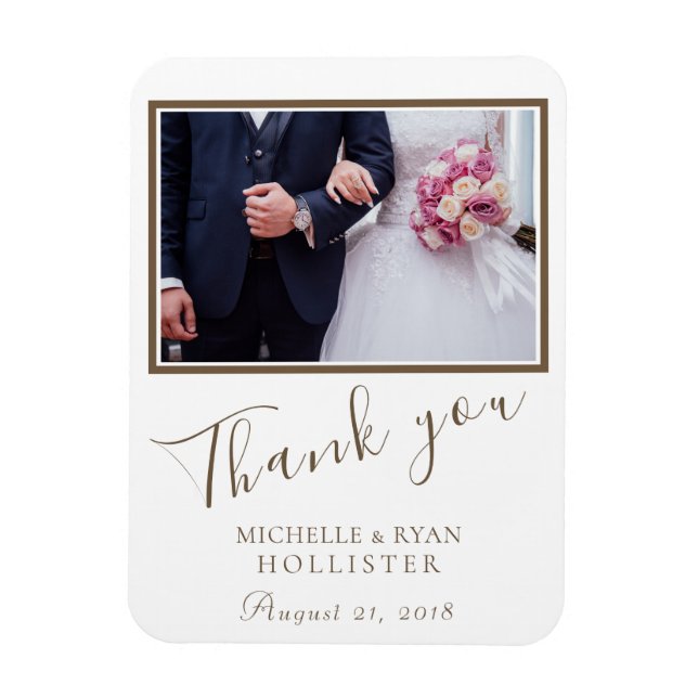 Wedding Thank you Photo Elegant Script Magnet (Vertical)