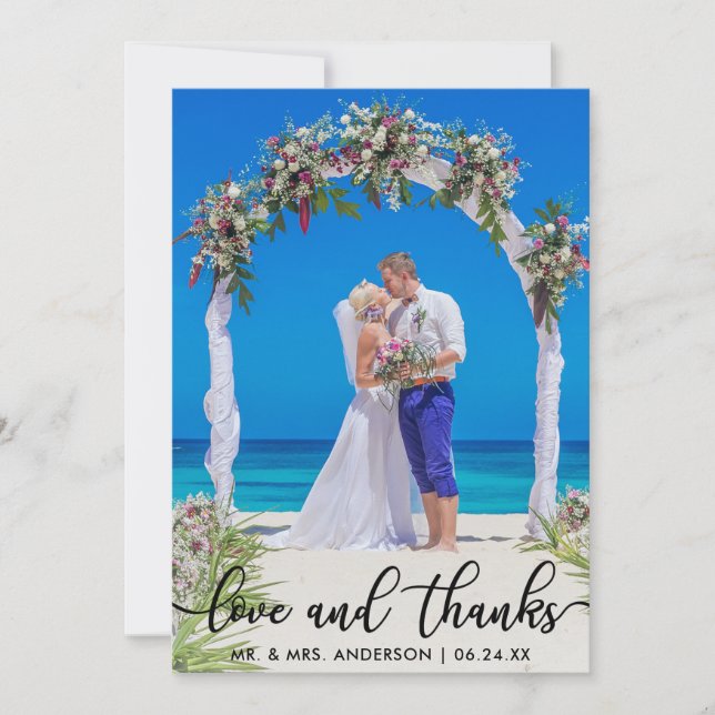 Wedding Thank You Photo Love and Thanks Card (Front)