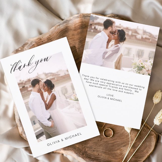 Wedding Thank You Photo Minimalist Romantic Card (Creator Uploaded)