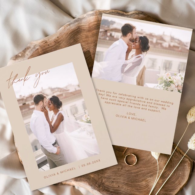 Wedding Thank You Photo Minimalist Romantic Card (Creator Uploaded)