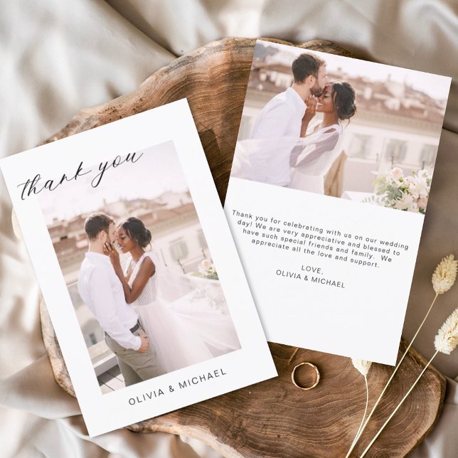 Wedding Thank You Photo Minimalist Romantic Card (Creator Uploaded)