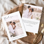 Wedding Thank You Photo Minimalist Romantic Card<br><div class="desc">Wedding Thank You Cards that have a photo on the front and back. The Thank you cards contain a modern hand lettered cursive script typography that are elegant,  simple and modern to use after you minimalist simple wedding day celebration.</div>