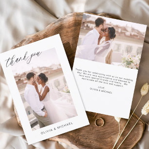 Wedding Thank You Photo Minimalist Romantic Card