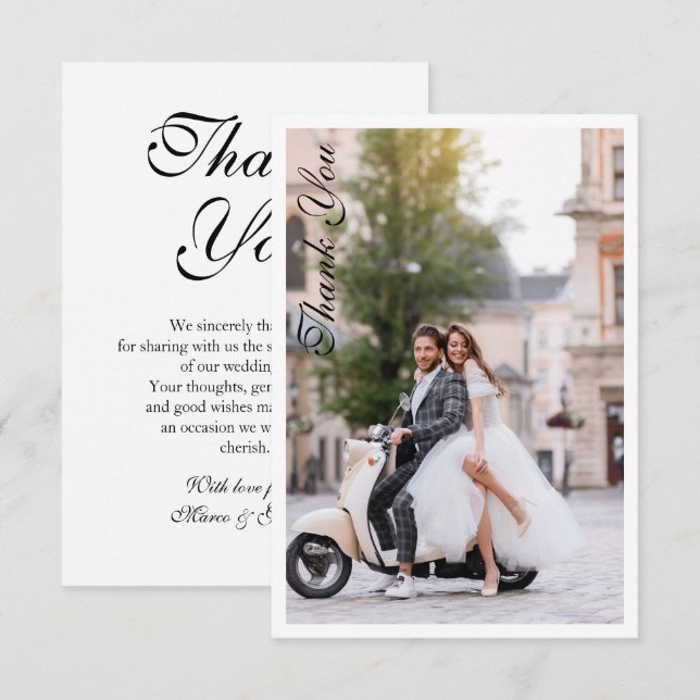 Wedding Thank You Photo Modern Simple Elegant Card (Front/Back)