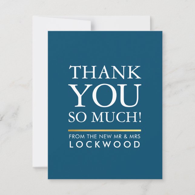 WEDDING THANK YOU photo simple bold type stack (Front)