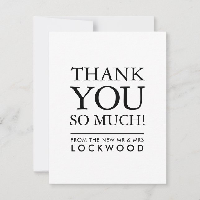WEDDING THANK YOU photo simple bold type stack (Front)
