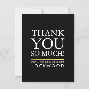 WEDDING THANK YOU photo simple type stack black Card