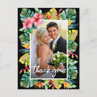 Wedding Thank You | Photo with Tropical Border Postcard