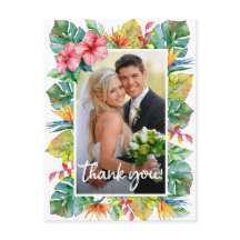 Wedding Thank You | Photo with Tropical Border