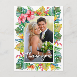 Wedding Thank You | Photo with Tropical Border Postcard