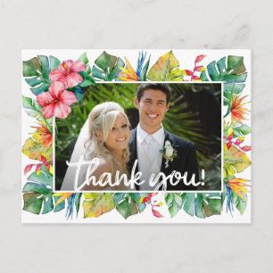 Wedding Thank You   Photo with Tropical Border Postcard