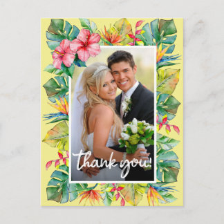 Wedding Thank You | Photo with Tropical Border Postcard