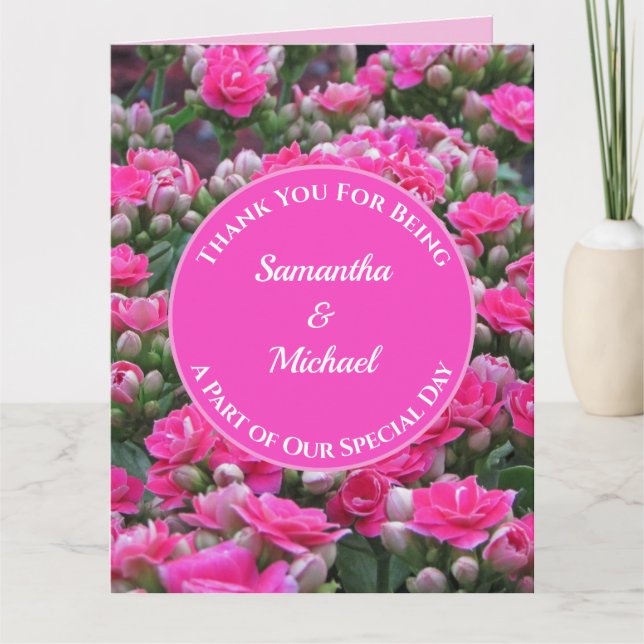 Wedding Thank You Pink Flowers Guest Appreciation (Front)