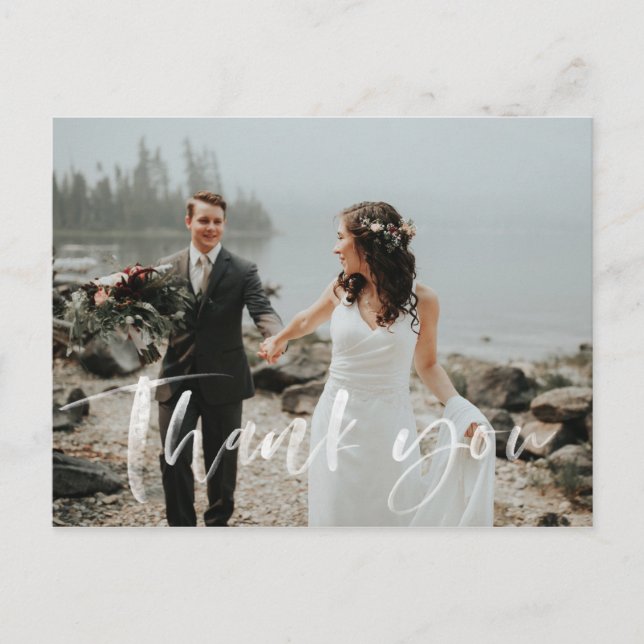 Wedding Thank you postcard modern hand lettered (Front)
