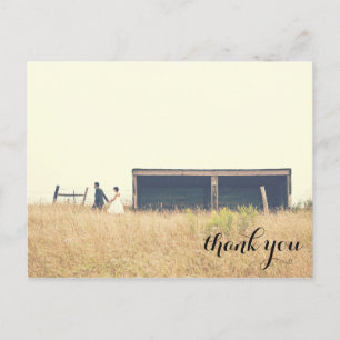 Wedding thank you postcard, simple corner text postcard