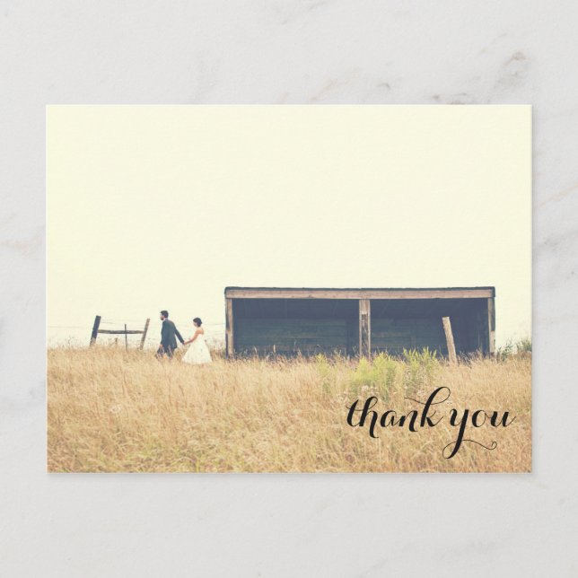 Wedding thank you postcard, simple corner text postcard (Front)