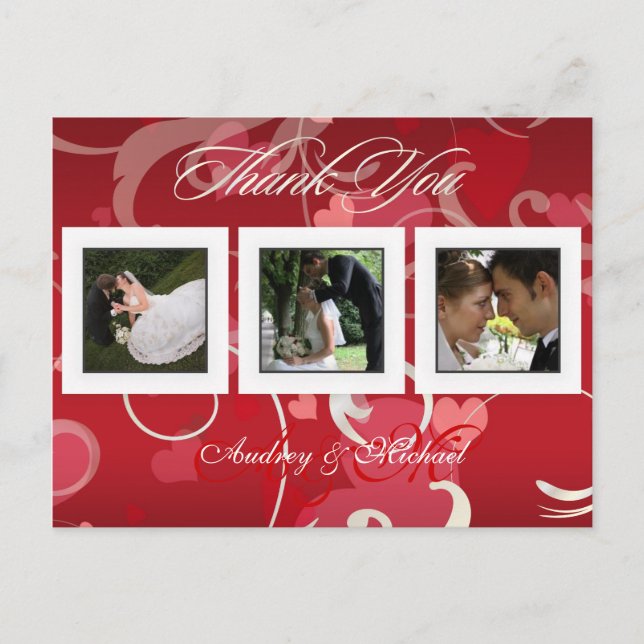 Wedding Thank you postcards insert your photos (Front)