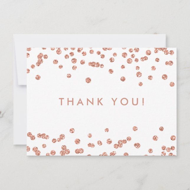 Wedding Thank You Rose Gold Glitter Confetti White (Front)