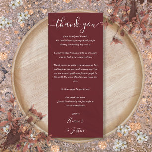 Wedding Thank You Rosewood Pink Place Card