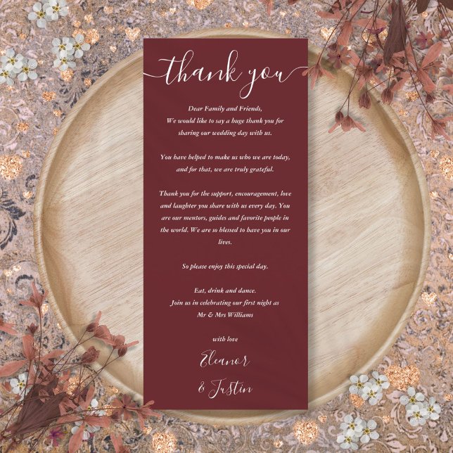 Wedding Thank You Rosewood Pink Place Card (Wedding Thank You Rosewood Pink Place Card)